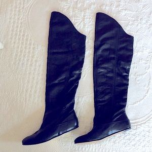 TED BAKER Faina black leather knee flat boots 4/ 6